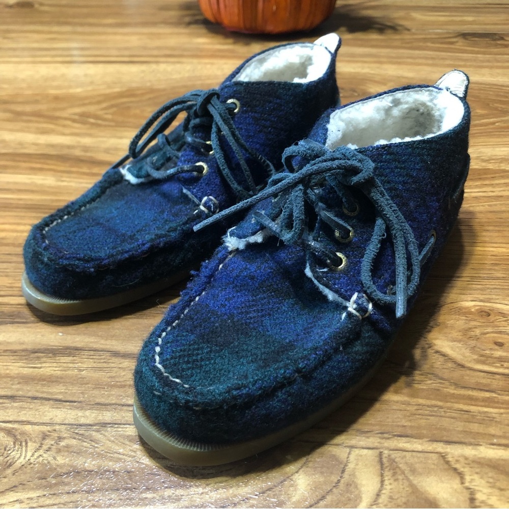 Sperry for J. Crew women’s Top-sider plaid sherpa lined chukka booties size 6.5